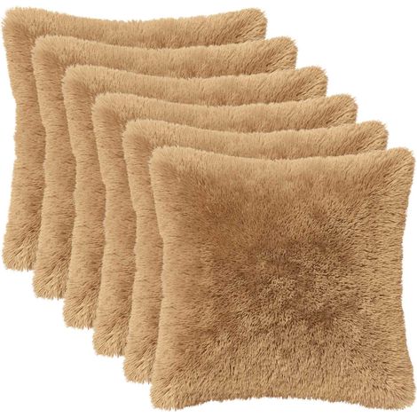 Housse de coussin 6 pcs HEERLEN Taupe 50 x 50 cm Fleece PV vidaXL