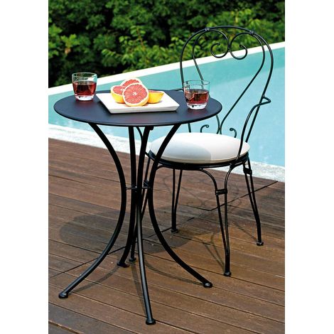 Tavolino Tondo da Giardino Ø60 cm in Ferro Vorghini Stresa Nero (1/3)