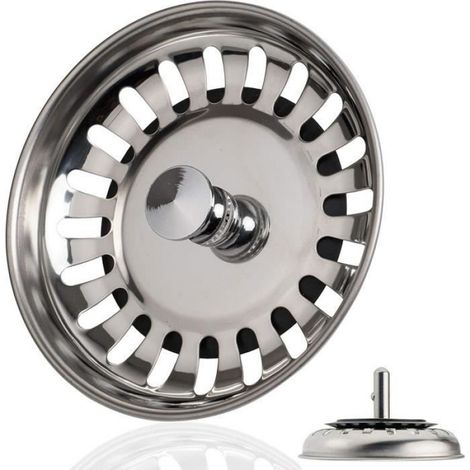 Panier A Tamis - Diametre 80 Mm - Tige 40 Mm - Acier Inoxydable - Pour Evier - Lot De 2 (1/3)