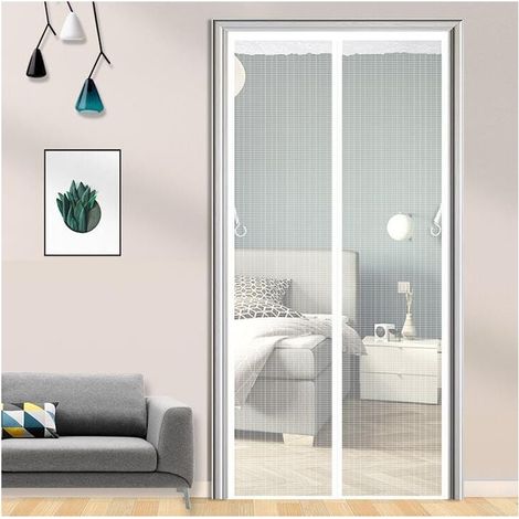 Ulisem Magnetische Fliegengittertür, Fliegenvorhang, Selbstschließend, Montageset, Klebestreifen, 120x220CM, Weiß (1/4)