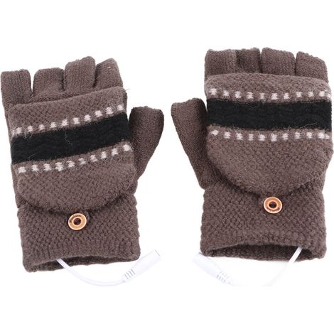 Gants chauffants rechargeables USB, mitaine pleine et demi-doigt pour homme, gants chauds d'ordinateur portable (1/5)