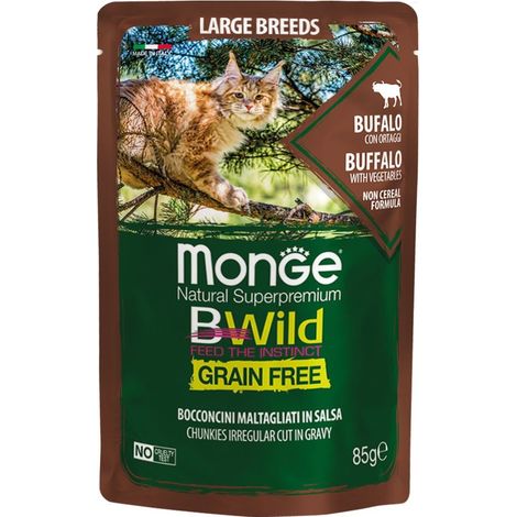 Monge Cat Bwild Grain Free Adult large Breeds Bocconcini Bufalo  - Monge Cat Bwild Grain Free Adult large Breeds Bocconcini Bufalo - Bustina Da 85 Gr (1/2)