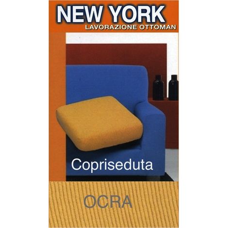 Copriseduta Divano New York Ocra - Tessuto Elasticizzato a Costine Antipilling - Made in Italy copriseduta 2posti cm. 120x60