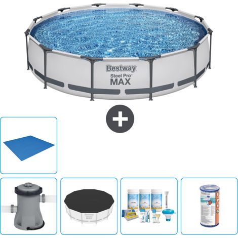 Piscine Bestway Ronde Steel Pro MAX - 366 x 76 cm - Grise - Comprend des Accessoires CB11 (1/5)