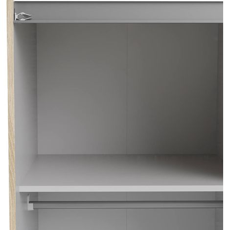 Guardaroba Grande Alienor, Armadio Camera da Letto 4 Ripiani, Appendiabiti, 59x200h cm Marrone Quercia (1/3)