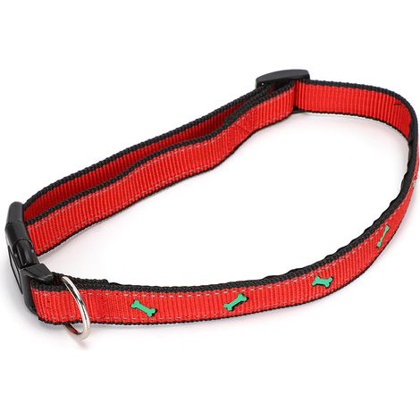 Collier de sécurité réfléchissant ajustable en nylon rouge pour chiens et chats, avec boucle de sécurité. (1/5)
