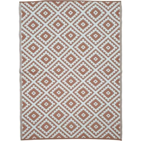 TERRE JARDIN - Tapis d'extérieur réversible pour balcon et terrasse. terre cuite Autres 180 x 280 (1/4)