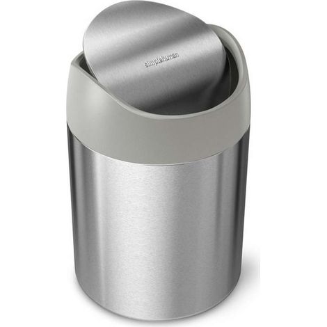 Simplehuman - Cubo de basura Mini para mesa 1,5 l, acero inoxidable cepillado CW2084 (1/4)