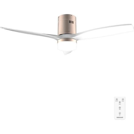 Cecotec Ventilador de Techo con Luz y Mando a Distancia de 52" EnergySilence Aero 5600 Classic Gold&White. Motor DC 40W