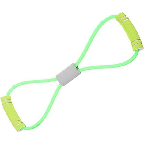 Bande de résistance élastique en forme de 8, idéale pour les exercices en intérieur (verte). (1/5)