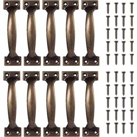 Poignées De Meuble Vintage 10Pcs Bronze Rétro Pour Armoires Cuisine 98x23mm (1/4)
