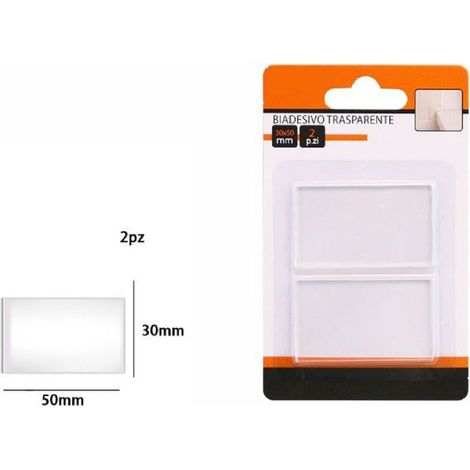 TrAdE Shop Traesio - Set 2 Pezzi Strisce Gommini Biadesivo Trasparente Protezione Casa 30x50mm 66102 - (1/2)