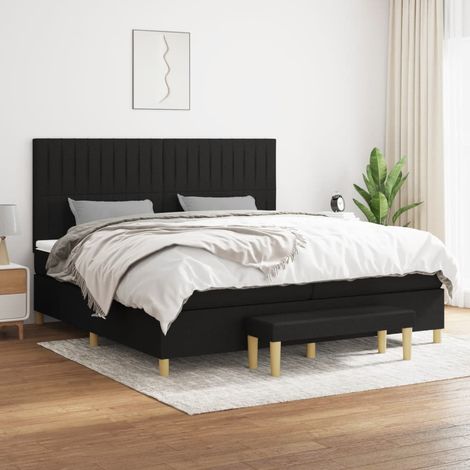 Boxspringbett mit Matratze Schwarz 200x200 cm Stoff (1/5)