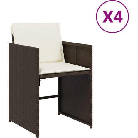 Maison Exclusive - Sedie da Giardino con Cuscini 4 pz Marroni in Polyrattan
