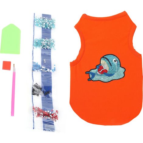 Dog Tshirt Cute Soft Breathable Animal Patterned Puppy Clothes with Rhinestones for Pets Decoration ProtectionOrange S (1/5)