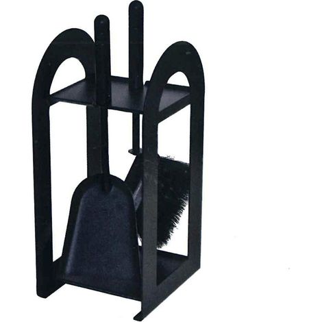 Porta atttrezzi camino mini acciaio nero 2 accessori  h. 40  l. 17 x 18 cm.  Made in Italy