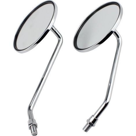 Rearview Mirrors - 1 Pair 8mm Round Silver Chrome Motorcycle Rearview Mirrors, Left and Right Rear View Mirrors, YMYNY (1/4)