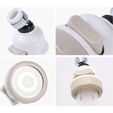 Tête de Robinet de Cuisine 360 ° Pivotant,Filtre de Buse Tête,3 Modes Réglable,embout à économie d'eau,pour cuisine et salle de bain (Blanc) (1/3)