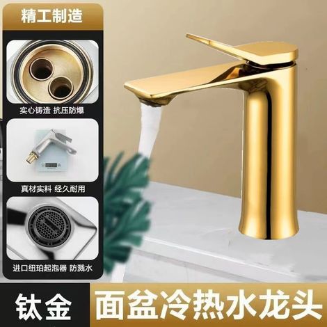 Copper Core Hot and Cold Water Faucet for Home Bathroom Vanities, Toilet Sinks, Washbasins, Countertops, and Splash-Proof Faucet -- DS-334