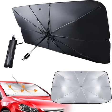 Sonnenschutz für die Windschutzscheibe des Autos, 80 x 140 cm, Sonnenschutz für die Windschutzscheibe, faltbarer UV-Frontschutzschirm, für die meisten Autos, SUVs und LKWs