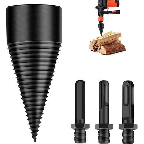 42 mm Fendeuse à bois, cône à bois, cône de forage, fendeur de bois avec 3 poignées de perçage