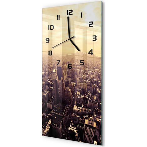 Horloge Murale Verticale pour Petit Espace Design Élancé et Moderne Manhattan, New York 30x60 cm (1/5)