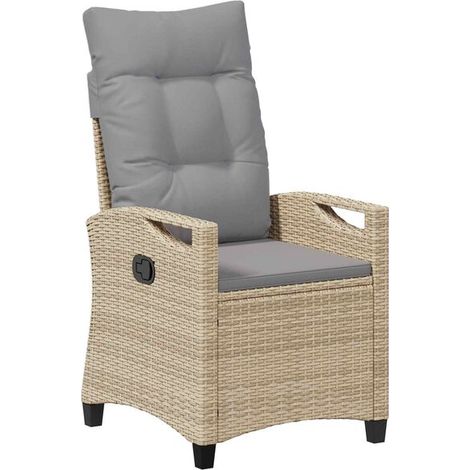 Fauteuil lounge en rotin polyéthylène beige et gris clair (1/5)