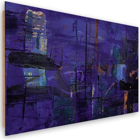 Quadro deco panel, Astrazione dipinta a mano viola - 60x40 (1/5)