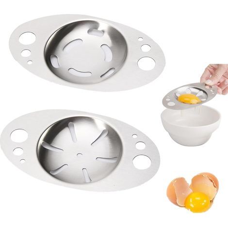 Séparateur D'oeufs en Acier Inoxydable, 2 Pièces Séparateur pour Jaune D'oeuf avec Poignées, Filtre à Oeufs Acier Inoxydable pour Séparer Rapidement le Jaune d'Œuf et le Blanc d'Œuf (1/5)