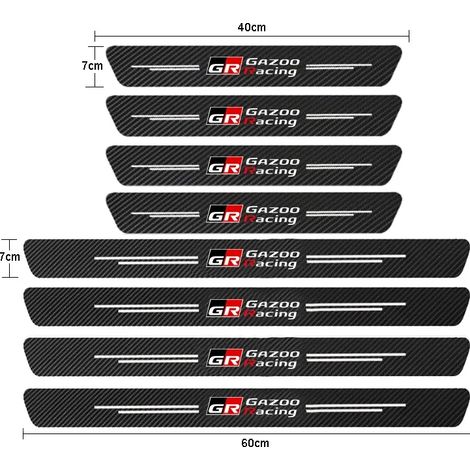 (8 pièces pour GR GAZOO) Seuil de porte de voiture avec autocollants en fibre de carbone pour Toyota Sport,GR Sport,GR GAZOO Racing,RAV4,Avensis,Prado et Prius (1/3)