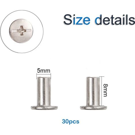 Packung mit 30 vernickelten Chicago-Nieten, 5 mm x 8 mm