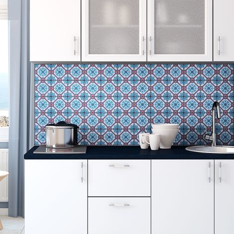 Sticker Mural Carrelage adhésif Cuisine Salle de Bain - 30 STICKERS CARRELAGES AZULEJOS ABDERA - 30stickers10x10cm (1/5)
