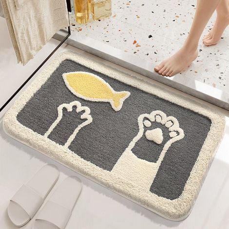 Wunderschöne Badematte, Duschmatte, luxuriöse, saugfähige und rutschfeste Fußmatte, maschinenwaschbar, geeignet für Badewanne, Dusche und Dusche, Katzenpfoten (1/4)
