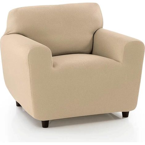 Housse de canapé élastique 1 Place antidérapante en Tissu Jacquard Extra Doux avec 2 Mousse Fixation à Votre canapé Beige (1/5)