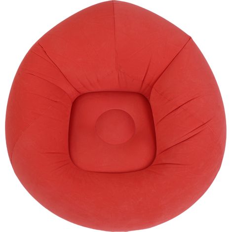 Fauteuil gonflable sans billes, en PVC souple floqué, ergonomique, rouge, pour salon ou chambre. (1/5)