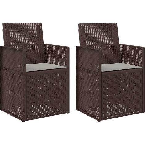Sedie da pranzo da giardino 2 pcs Marrone e Grigio Chiaro PP vidaXL