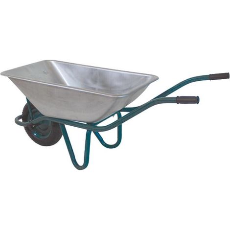 WURKO carretilla obra galv. 90 lt r/neumatica f11 eg , Carretilla de obra galvanizada Gaveta con capacidad de 150 kg/90 litros Rueda neumática 3,5/8 con llanta de chapa (1/3)