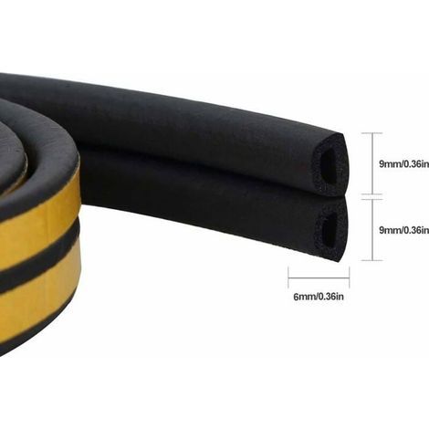 Nastro sigillante autoadesivo per porte, guarnizione in gomma, profilo a D per protezione da vento e rumore, nero YYV (1/4)