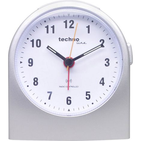 Techno Line WT 753 Funk Wecker Silber Alarmzeiten 1 Fluoreszierend Zeiger 1 Timerzeit