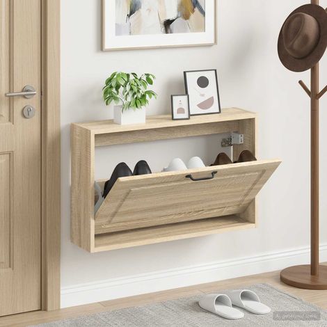 vidaXL Wall-Mounted Shoe Cabinet UTRECHT 71 x 17 x 43 cm Sonoma Oak (1/5)