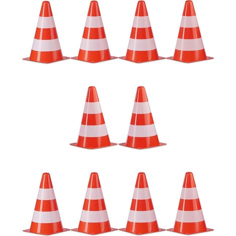 Lot de 10 cônes d'avertissement empilables pour sac de transport, sac à lacets, niches de marque, en pylone, 22 cm, orange/blanc