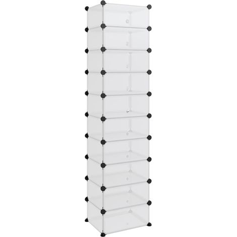 Armoire à Chaussures, Meuble Étagère de Rangement, Transparent 44x32x174 cm PP OIB7881E (1/5)