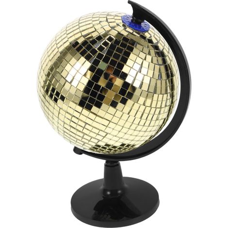 Globe Boule à Facettes Doré Rotatif en Plastique Verre Décoratif Effet Miroir Réfléchissant, Pièce Créative au Rendu Unique, pour Bureau ou Détente (1/5)