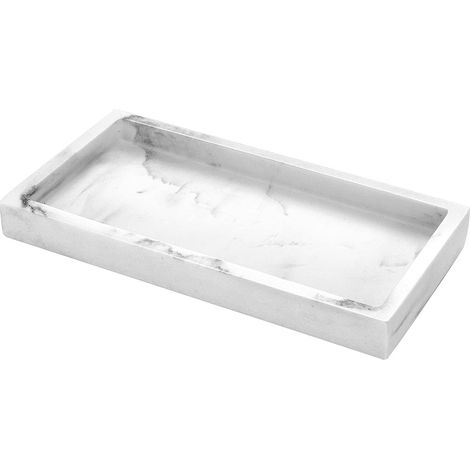1 Plateau Résine 20,3x10,2cm Aspect Gravier Blanc Organisateur Bijoux Savon Pour Salle De Bain Cuisine