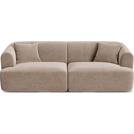 Canapé modulable 3 places en velours beige foncé (1/5)