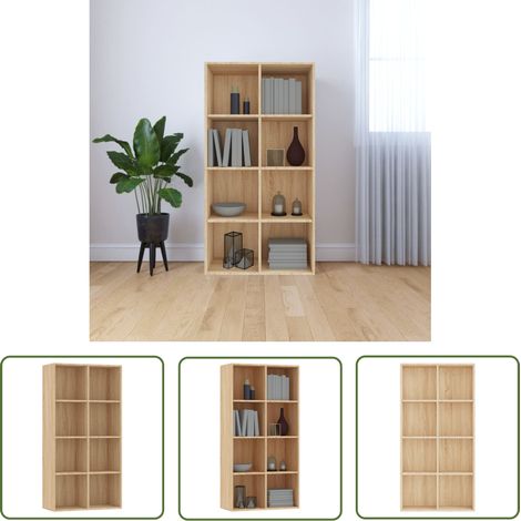 The Living Store Bibliothèque/Buffet Chêne sonoma 66x30x130 cm Bois d’ingénierie - Bibliothèque Murale - Bibliothèque Rangement - Bibliothèque Moderne - Étagère Bois - Meubles Salle À Manger (1/5)