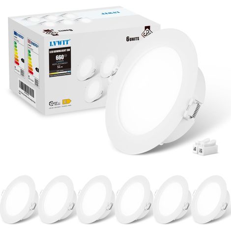 Spot Led Encastrable, 18W Spots Encastrable Salle de Bain Équivalent à 125W, Éclairage Plafond Encastré, 4000K Blanc Neutre, IP44 Éclairage de Plafond φ173MM, Lot de 6 (1/5)