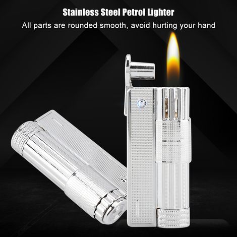 Briquet à essence vintage en acier inoxydable (argenté)