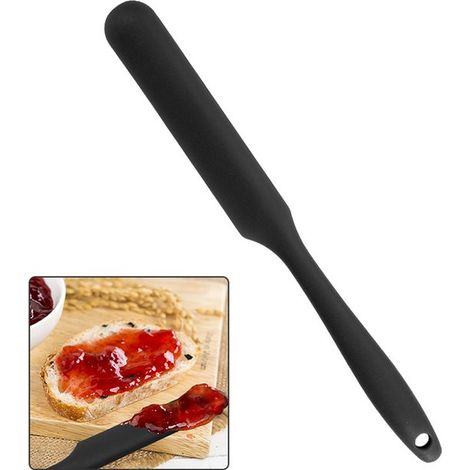 Espátula de silicona, Espátula, Espátula de silicona para mantequilla de cacahuete, Resistente al calor, mezclar, aplicar glaseados, Color negro (1/5)