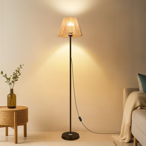 Oraymin – Lampadaire Bohème en Rotin et Noir - 170cm - Luminaire Sur Pied Design pour Chambre et Salon - Compatible Ampoule E27 (Sans Ampoule) (1/5)